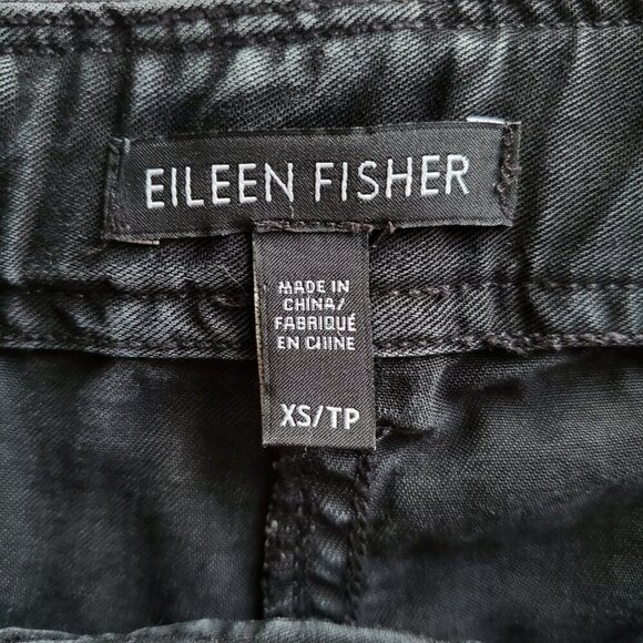 EILEEN FISHER Tencel Twill Tapered Relaxed Ankle Button Cuffed Utility Black XS - Picture 7 of 13